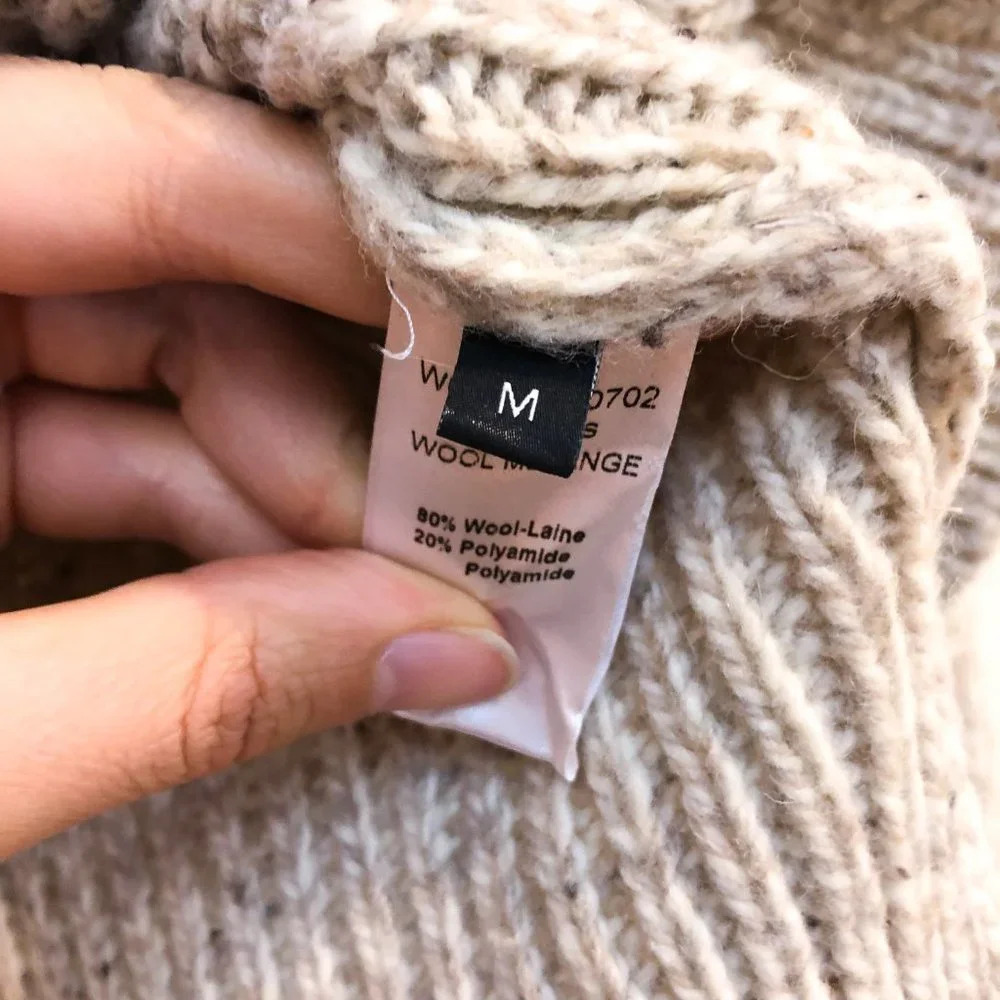 JOSEPH Wool Blend Melange Tan Tight Knit Crew Neck Designer Pullover Sweater M - Picture 9 of 12